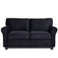 thumbnail image 3 of 57" Loveseat Sofa, Mid Century Modern Corduroy Couch with Thick Cushion, 2 Seater Small Sofa for Living Room Bedroom Apartment Office, Black, 3 of 9