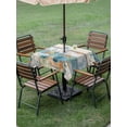 thumbnail image 4 of Outdoor Tablecloths with Umbrella Hole & Zipper, Vintage Blue Coastal 60x60 Inch Square Tablecloths, Summer Beach Starfish Shell Coral Nautical Waterproof Table Cloth, Patio/Pool/Picnic Table Covers, 4 of 8