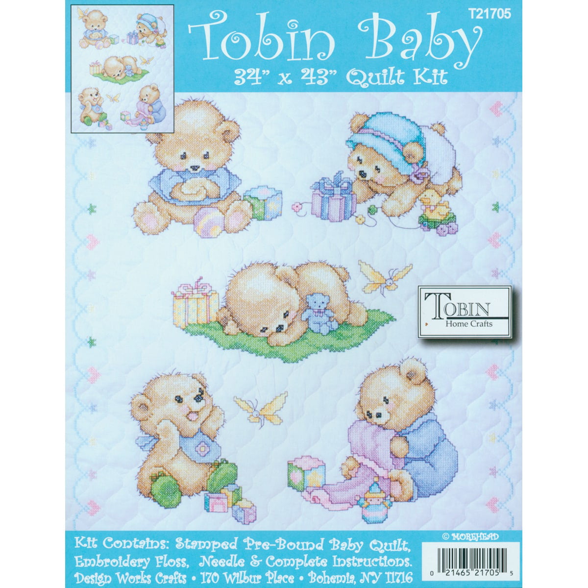 Tobin Bedtime Prayer Girl Baby Quilt Stamped Cross Stitch Kit T21709-36 by 43 inches with Gift Card 