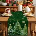thumbnail image 4 of Christmas Tree Green Cotton Linen Table Runner for Dining Kitchen, Winter Snowflakes Xmas Pine Tree Wedding Outdoor Party Tablerunners Decoration, Dresser Scarf Coffee Tablecloth Runners 13"x120", 4 of 9