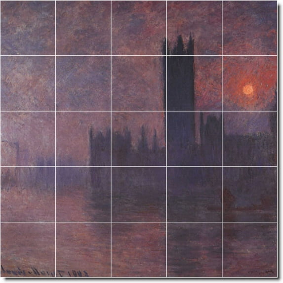 Ceramic Tile Mural-Claude Monet City 28. 40" w x 40" h using (25) 8 x 8 ceramic tiles