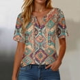thumbnail image 2 of GEWSEY Womens Summer Tops Dressy Casual Button Notch V Neck T Shirts Short Sleeve Cotton Tee Blouse Tunic Petite Tshirt 2026 (Khaki, XL), 2 of 5