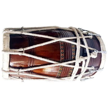 SHREYAS Wood Drum Dholak Brown Rope Indian Folk Musical Instrument for any Age Group