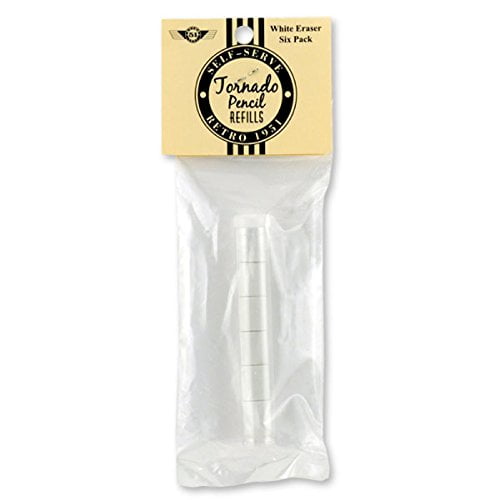 Retro 1951 Tornado White Eraser Refills, 6 Pack