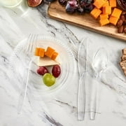 PLASTICPRO Disposable Plastic Forks Heavyweight Utensils Silverware, Clear, Pack of 100