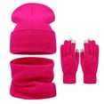 thumbnail image 1 of Winter Warm Hat Set for Big Head Circumference Solid Color Face Show Small Hat Neck Glove Three Piece Outdoor Accessories, 1 of 6