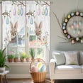 thumbnail image 3 of Spring Easter Swag Valance Curtains Bunny Cute Rabbit Colorful Eggs Flower Rod Pocket Swag Curtains Small Window Treatments for Kitchen Bathroom Bedroom 36" W x 45" L, 2 Panels, 3 of 9