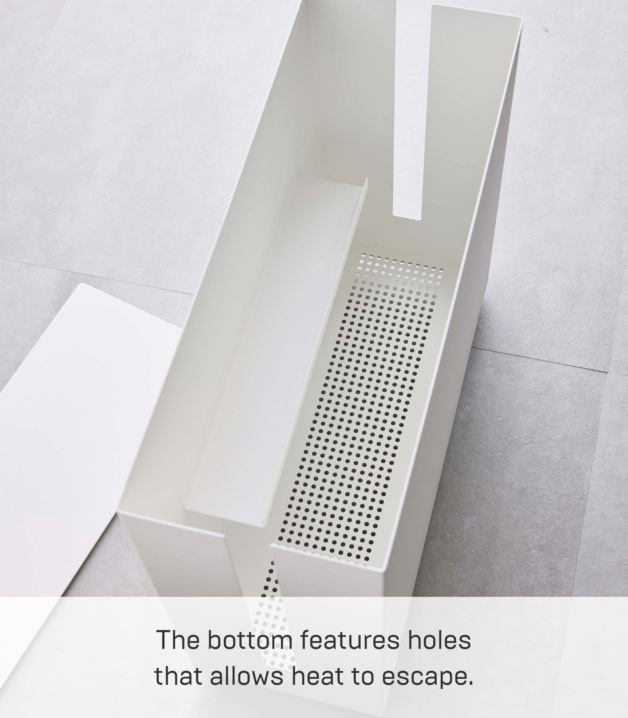 Yamazaki Home Rolling Cable Management Box, White, Steel, Wheels, Minimal Assembly