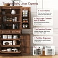 thumbnail image 5 of 71" Tall Kitchen Pantry Cabinet with 2 Drawers, Freestanding Cupboard Storage Cabinet with 3 Pull Out Organizers and 6 Refrigerator Door Shelves for Kitchen Dining Room, Brown, 5 of 9