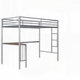thumbnail image 4 of Twin Size Metal High-Rise Bed Frame with Built-in Desk and Guardrails, Silver, Bedroom, 4 of 12