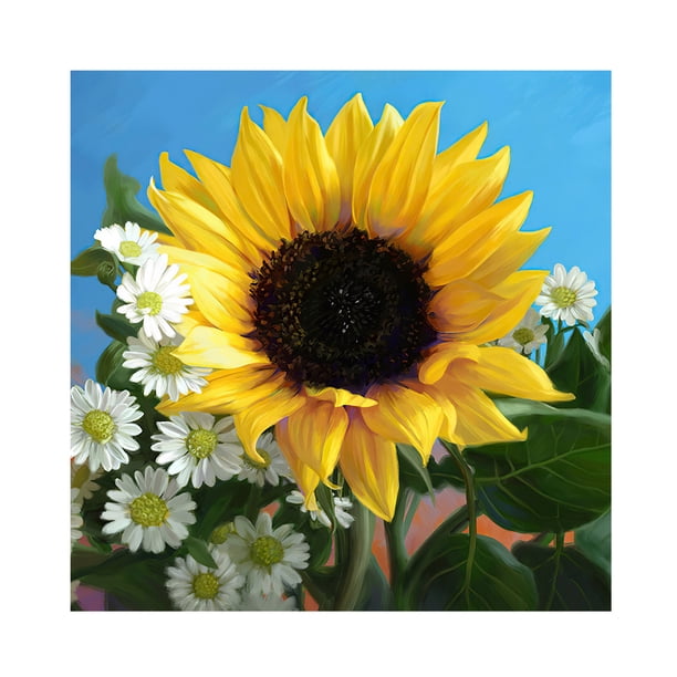 Wdftyju Hecho a mano bricolaje completo taladro redondo diamante pintura 5D girasol cartel Wdftyju 6rx5zt5ts0cd5er0