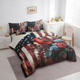 thumbnail image 2 of Manfei Cardinal Bird 7-Piece Twin Bedding,Rustic Floral Flag Bedding Comforter Set,White Red Stripes Decor,Light Gray Reversible, 2 of 7