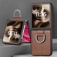 thumbnail image 2 of Dteck Case with Front Screen Protector for Motorola Razr Plus 2024/2025,Slim Leather Protective Case with Ring Hard PC Back Cover Non-Slip Compatible with Motorola Razr+ 2025/2024,Brown, 2 of 7