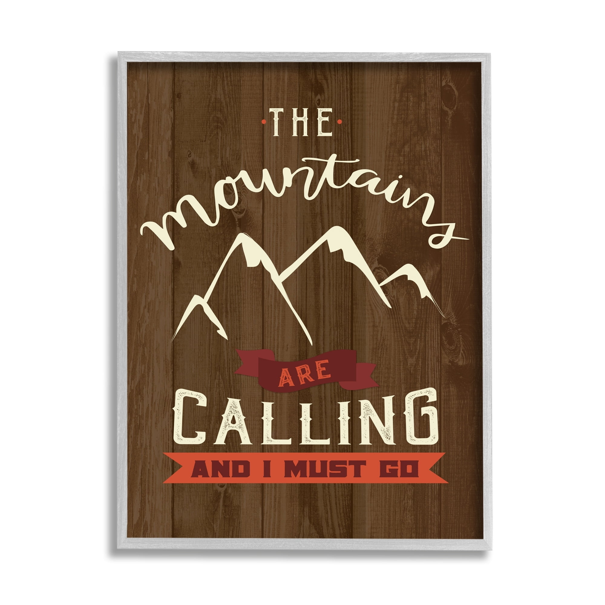Stupell Industries Mountains Are Calling Must Go Timber Patterned Background,11 x 14, Design by Louise Allen Designs