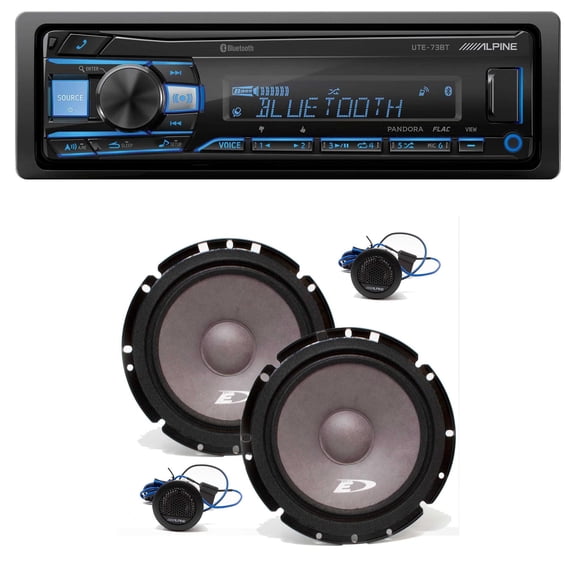 Alpine UTE-73BT Bluetooth® Multimedia Receiver (Does Not Play CDs) w/ Alpine SXE-1751S 6.5" Component Set