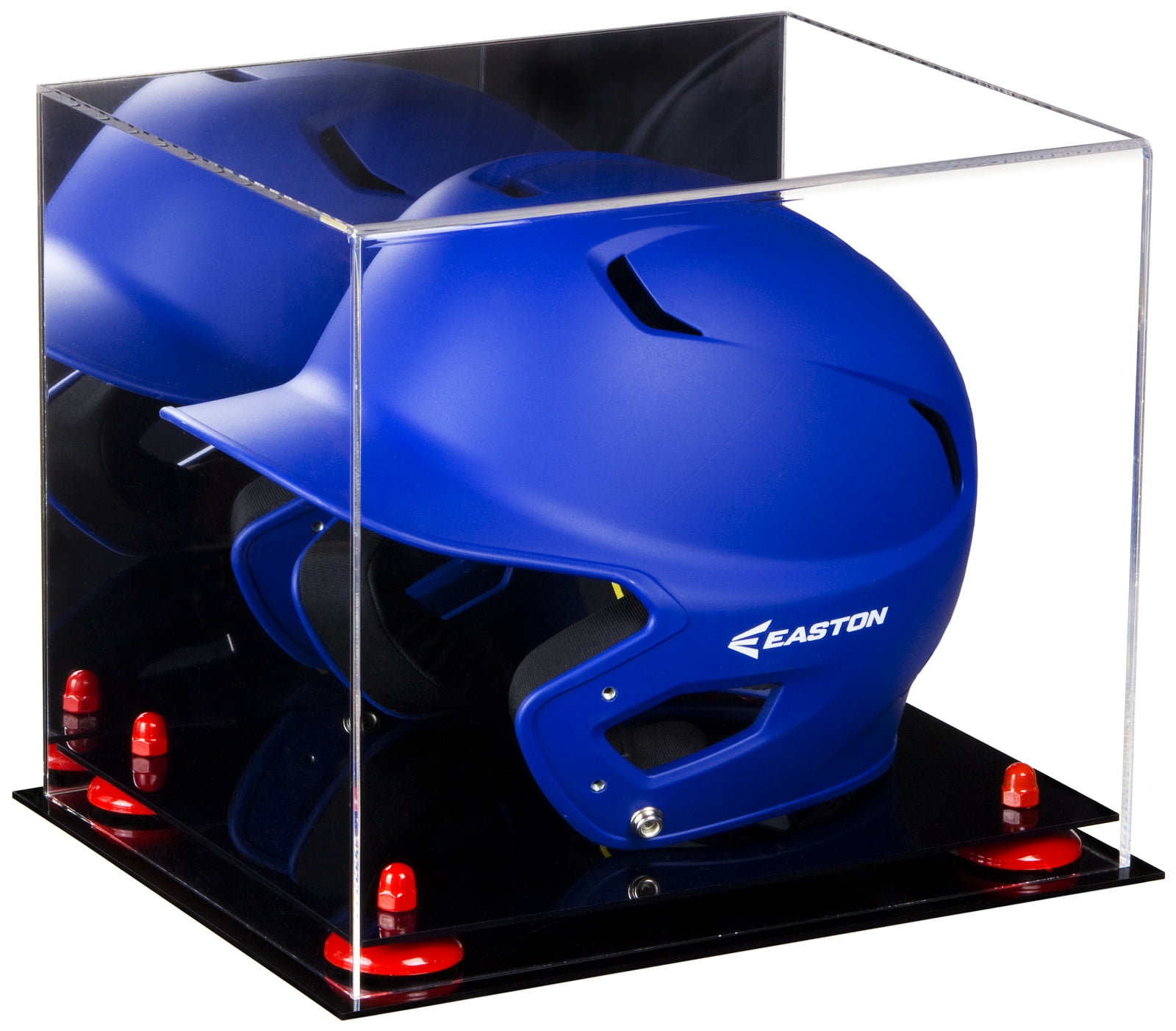 Deluxe Acrylic Baseball Batting Helmet Display Case with Red Risers and