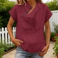 thumbnail image 2 of Womens Summer Tops Tshirts Cotton Linen High Neck Cap Sleeve Shirt Fashion Casual Cotton Linen Blouses Tops on Sale, 2 of 6