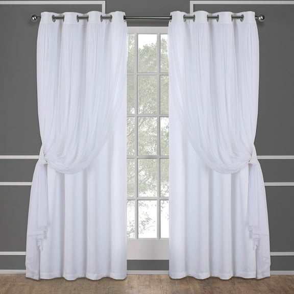 TOWN & COUNTRY LUXE Talia Double Layer Indoor Curtains, Sheer and Room Darkening Blackout, Grommet Top, Energy Efficient, 2-Pack Set, 52"x96", Winter White
