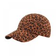 thumbnail image 3 of Leopard Washed Distressed Messy Criss-Cross Ponytail Hat Cheetah Animal Print Baseball Cap, 3 of 7