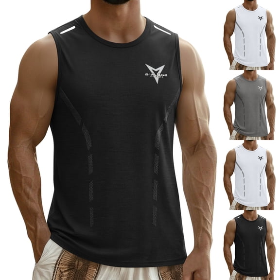 Hilenly Men's Quick Dry Workout Tank Tops Sleeveless Gym Muscle Shirts Fitness Running Athletic Swim Shirt