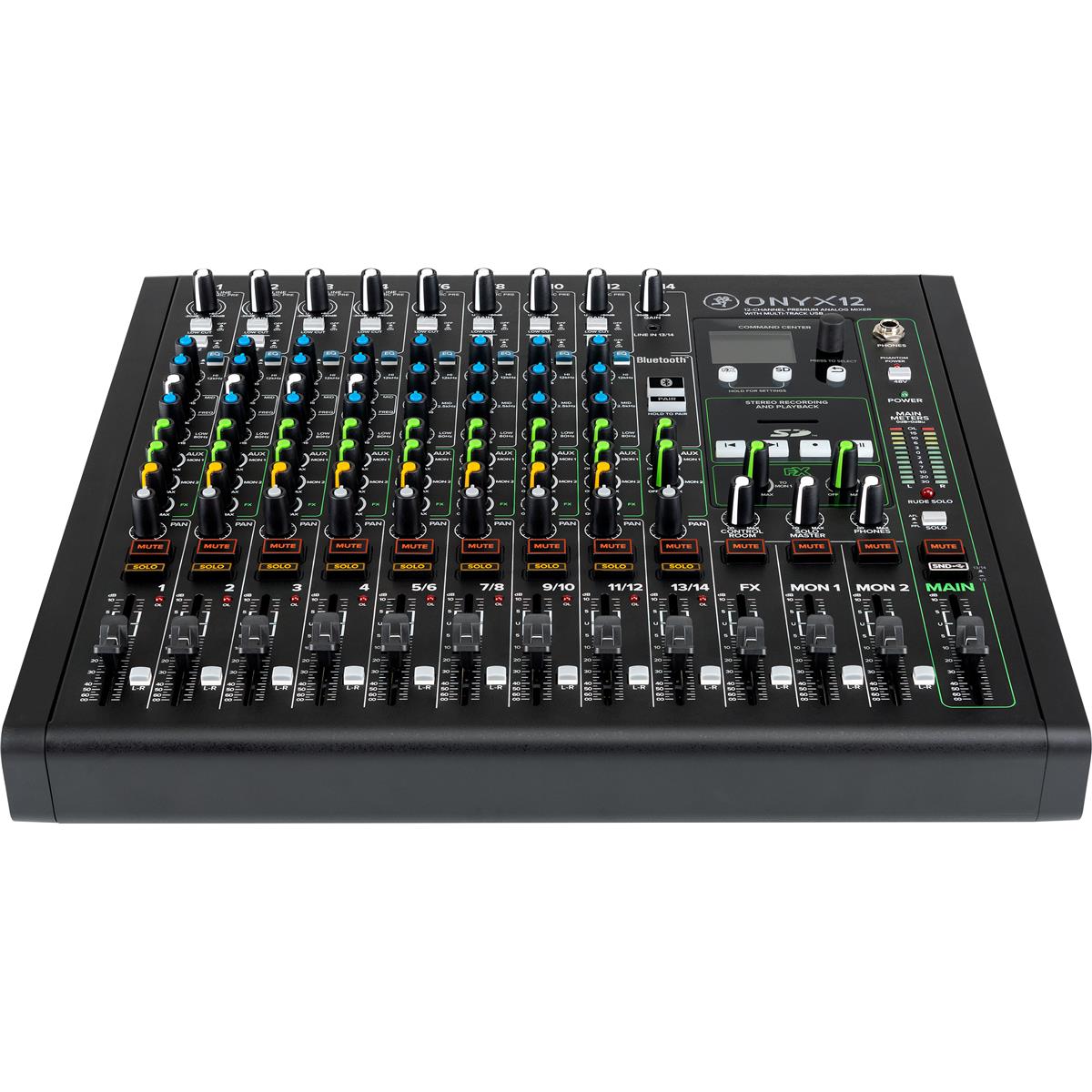 Mackie Onyx 12-Channel Premium Analog Mixer with Multi-Track USB, Bundle with TAPH100 Headphones and 4x 50' XLR Microphone Cable