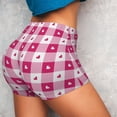 thumbnail image 4 of Balery Plaid Heart Pantalones cortos de entrenamiento estampados para mujer, sin costuras, ajustados, para gimnasio, yoga, correr, deportes, ejercicio activo, fitness.-Medium, 4 of 8