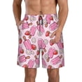 thumbnail image 2 of Uemuo Strawberry Popsicle Pattern Men's Swim Trunks Hawaiian Beach Bathing Suit Swimsuits Beach Quick-Dry Shorts with Pockets-Small, 2 of 9