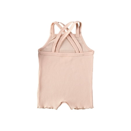 

Baby Girl Romper Summer Backless Sling Sleeveless Casual Plain Playsuit Sunsuit