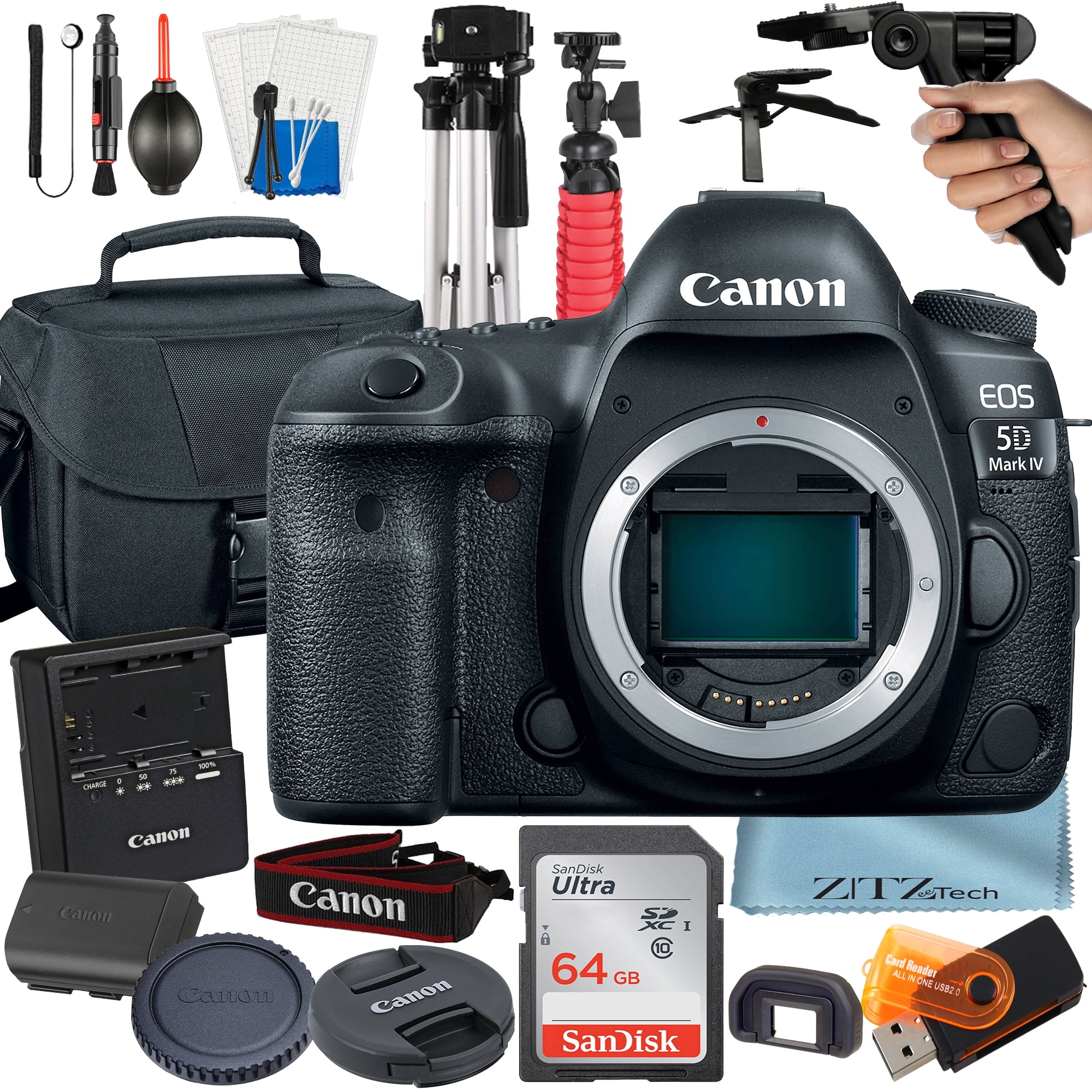 Canon EOS 5D Mark IV Full Frame DSLR Camera (Body Only) with 64GB Card + + Tripod + ZeeTech Accesory - Walmart.com