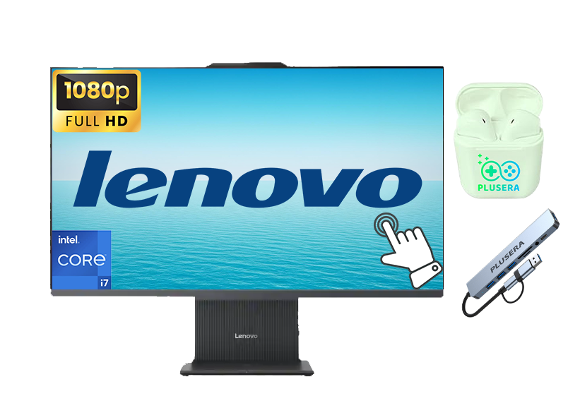 Lenovo IdeaCentre 27" FHD Touchscreen All-in-One Desktop Computer, Intel 10-Core i7-13620H Processor, 16GB RAM 1.5TB Storage (1TB SSD+512GB External), Wireless KB & Mouse, PLUSERA Earphones, Gray