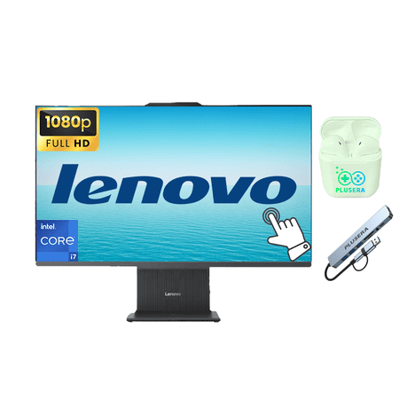 Lenovo IdeaCentre 27" FHD Touchscreen All-in-One Desktop Computer, Intel 10-Core i7-13620H Processor, 16GB RAM 1.5TB Storage (1TB SSD+512GB External), Wireless KB & Mouse, PLUSERA Earphones, Gray