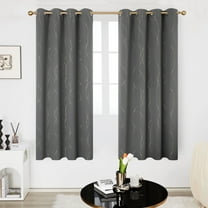 Deconovo Blackout Grommet Curtains Pair Thermal Insulated Window Curtains with Golden Line and Dots Pattern for Dining Room 52 x 63 inch Grey 2 Panels