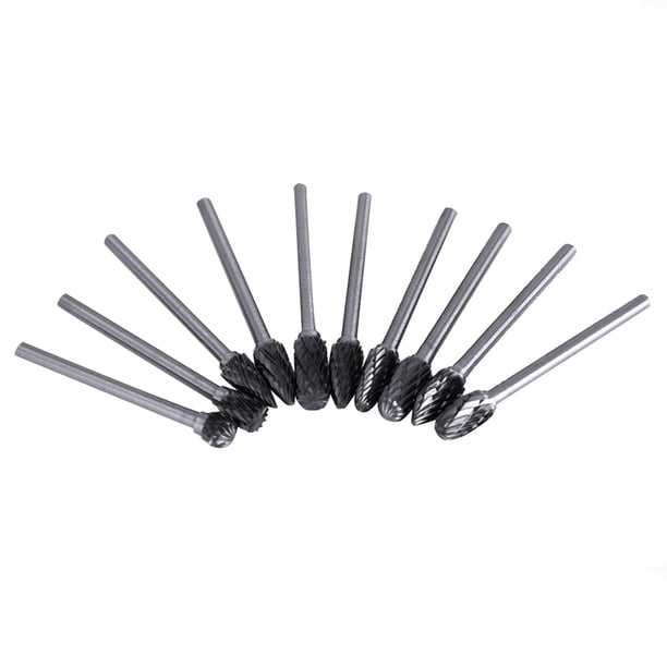 Juego De 10 Limas Rotativas De Carburo De Acero De Tungsteno, 10 Piezas Con Varias Formas Y Tamaños Para Rebabas, Desbarbado Y Lima Rotativa
