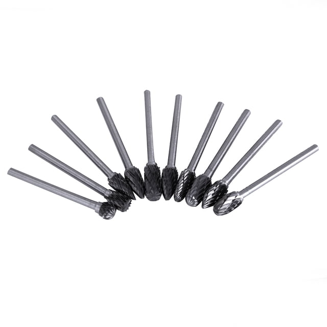 Juego De 10 Limas Rotativas De Carburo De Acero De Tungsteno, 10 Piezas Con Varias Formas Y Tamaños Para Rebabas, Desbarbado Y Lima Rotativa