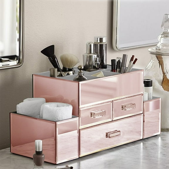 OnDisplay Amara Tiered 3 Drawer Mirrored Makeup/Jewelry Organizer