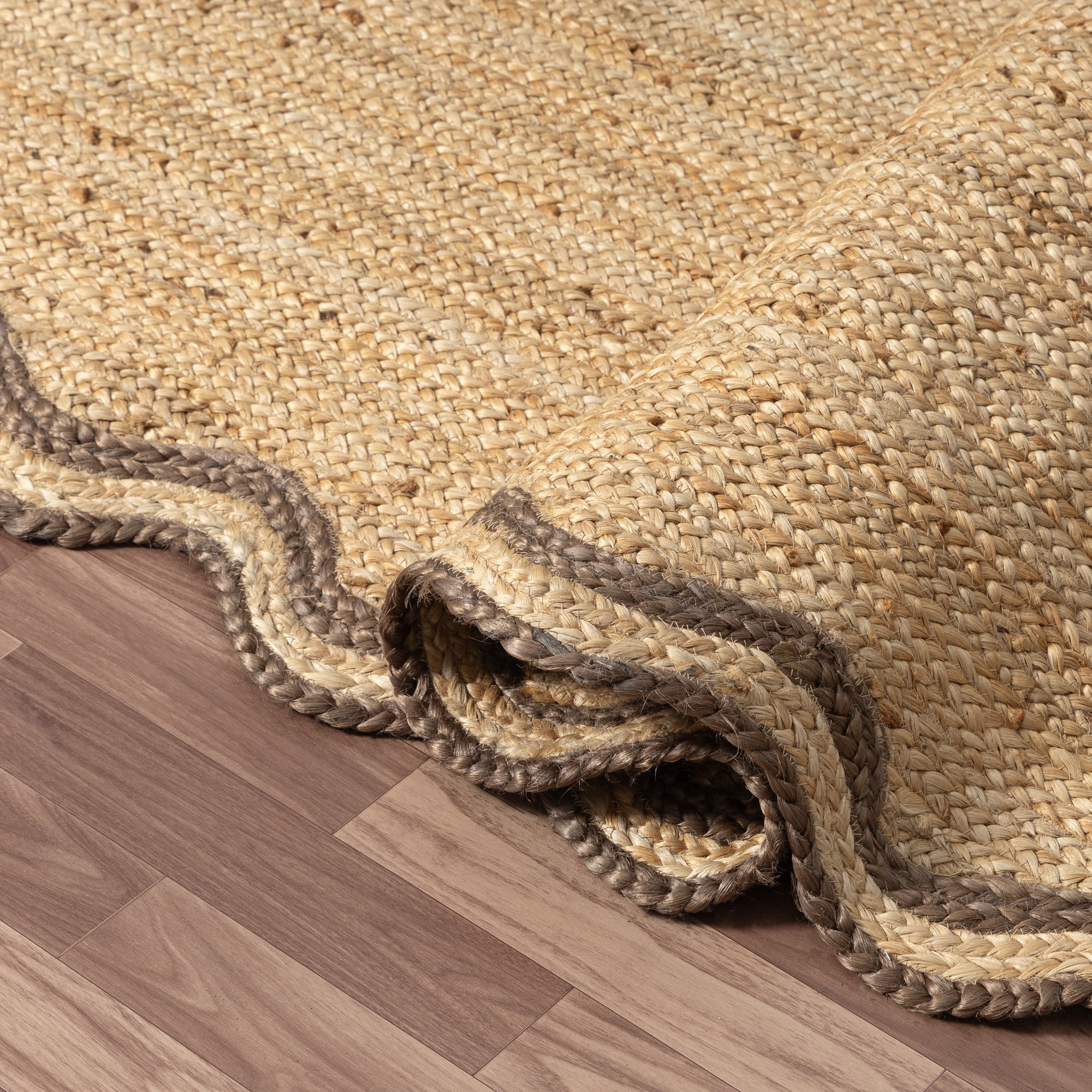 Harlow Hill Teni Braided Jute 2' x 3' Brown/Natural Bordered Performance Indoor Area Rug