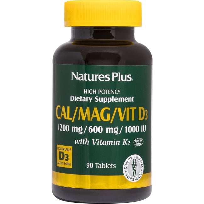 Natures Plus High Potency Cal/Mag/Vit D3 with Vitamin K2 90 Tabs.