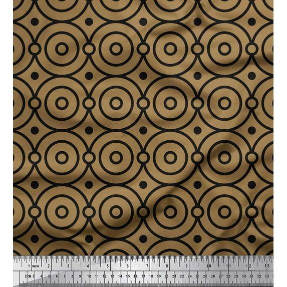 Soimoi Brown Cotton Duck Fabric Circle Art Geometric Fabric Prints By Yard 56 Inch Wide