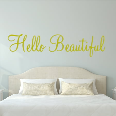 Hello Kitty Nerd Glasses Decal VWAQ Hello Beautiful Wall Decal Inspirational Quotes Beauty Mirror Stickers #2 Version VWAQ-1656 (22