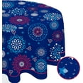 thumbnail image 2 of 4th of July Tablecloth Patriotic Decorations Red White and Blue Print Fireworks Memorial Day Backed Table Cloth American Flag Indoor/Outdoor/Pool/Party (60" Round), 2 of 6