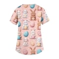 thumbnail image 5 of LTTVQM Women's Easter Scrub Tops Bunny Eggs Graphic Happy Short Sleeve Tops Loose Fit V-Neck Vacation Scrub Tops with Pockets Light pink 2XL, 5 of 5
