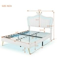 thumbnail image 7 of Full Size Platform Bed with LED Lights, Upholstered Princess Bed Frame with Crown Headboard and Metal Legs, Premium Mattress Foundation with Wood Slat Support for Living Room, Bedroom, White, 7 of 7