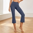 thumbnail image 6 of SAWOBUUN Womens High Waisted Capri Yoga Pants Bootcut Flare Cropped Leggings Tummy Control Stretch Workout Capris for Gym Yoga Running, 6 of 9