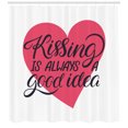 thumbnail image 3 of Kissing Shower Curtain, Romantic Valentines Days Love Themed Saying on Heart Shape Print, Fabric Bathroom Set with Hooks, 69W X 70L Inches, Pink Dark Blue Grey and White, by Ambesonne, 3 of 3