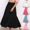 thumbnail image 5 of Dvprdro Women Classic Solid A Line Long Skirts Summer Fashion Elastic Waist Ruffle Tiered Flowy Maxi Skirt Light Blue Sizes M, 5 of 5