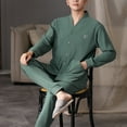 thumbnail image 5 of WELOIJEVBE Mens Loungewear Sets 2PCS Men's Spring and Fall Long Sleeved De Velvet Comfortable Casual Simple Loungewear Two Piece Set Mens Pajamas, 5 of 8