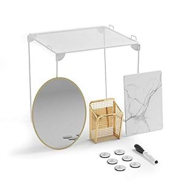 U Brands Locker Kit, Shelf and Accessories, White and Gray Marble, 11 Piece Set, 4146U