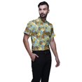 thumbnail image 2 of BESTMAN Chemise en Coton pour Hommes Manches Courtes Col Mandarin Imprimé Chemise Décontractée, 2 of 5