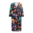 thumbnail image 3 of Yuyamidu Colorful Butterfly Robes for Women Lightweight Long Sleeve Bathrobe Knee-Length Spa Robe Sexy Long Womens House Robes Novelty V Neck Nightgowns Size 2XL, 3 of 7