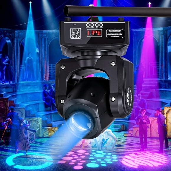 LED Moving Head Light Sound Activated DJ Lights Stage Lighting with 8 GOBO 8 Colour DMX Spotlights for Disco Party Wedding KTV Club